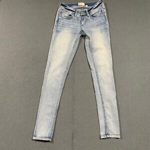 BKE Stella Denim Skinny Jeans Women Size 26x31.5 Light Wash Distressed
